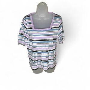 Croft & Barrow Multicolor Striped Square Neck Top